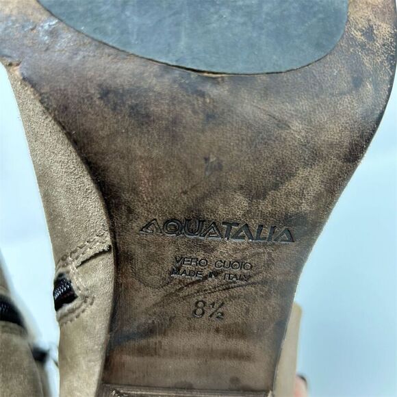 Aquatalia Women's Beige Light Brown Suede Ankle Boots Size 8.5 High Heel - Picture 11 of 13
